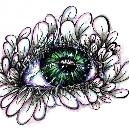 Green eye doodle drawing