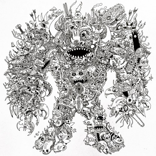 A doodle monster monster