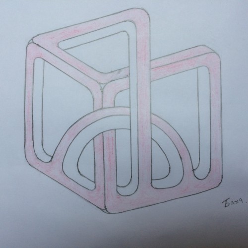 Started as a cube ..... Follow the red - one plane..