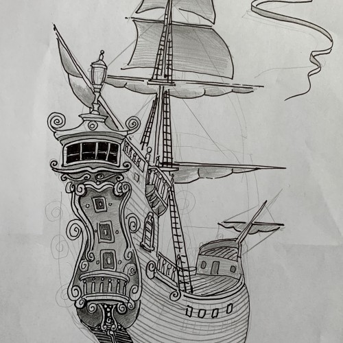 Galleon doodle sketch