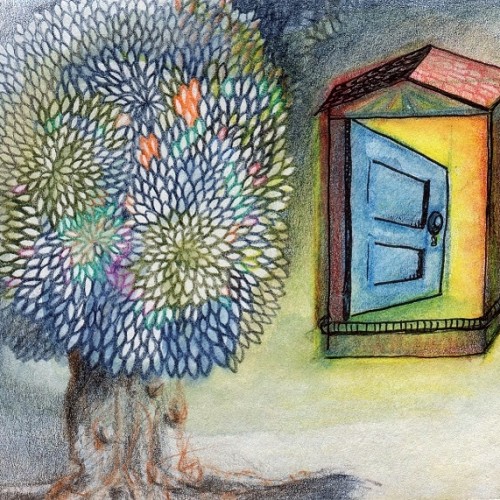 the blue  door