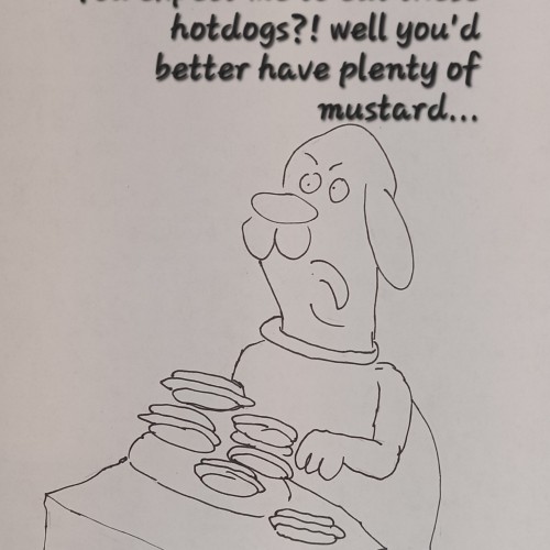 Dog eat hotdog