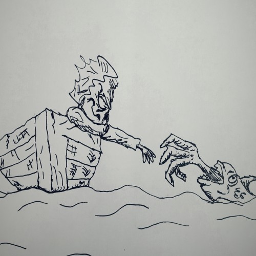 Out to sea a corpse