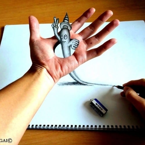 3D Drawing - Ghost penetrating hands