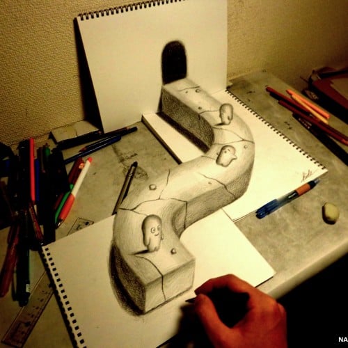 3D Drawing - The world drawn with a pencil