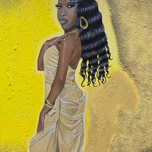 Woman Wearing Gold Dress