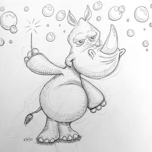 Rhino popping bubbles