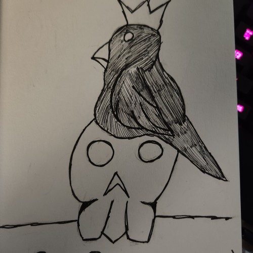 Skull and a Crow with a crown