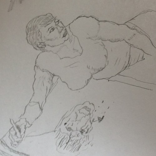 Woman Attempting Self Portrait
