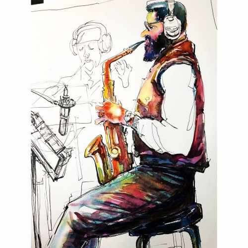 Jazz LP Recording session sketches.