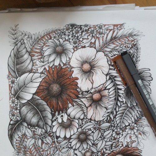 Experimenting with my new Sepia Fine Liners!