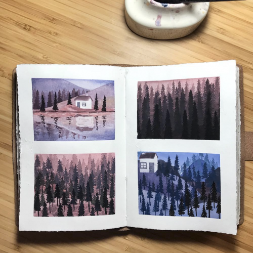 Cute little pine tree landscapes