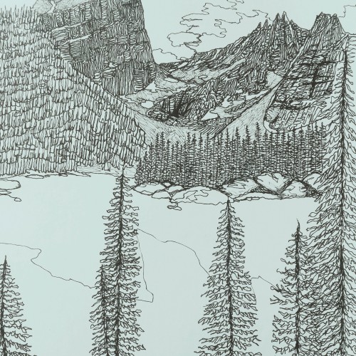 Continuous line drawing of Hallett peak.