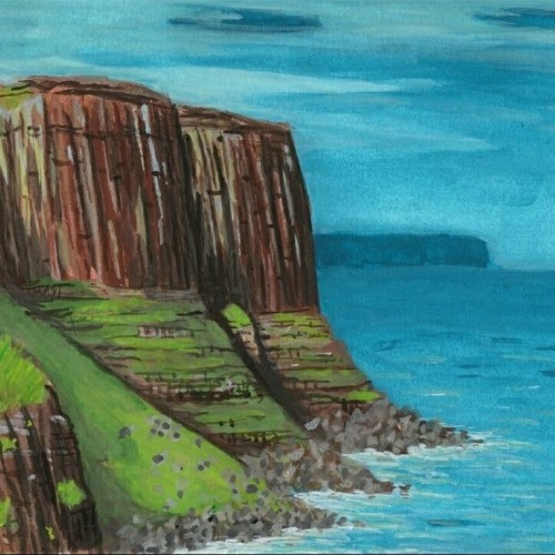 Sea cliffs in gouache