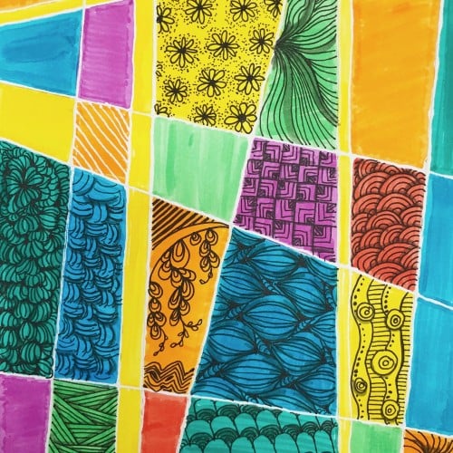 Pattern with marker and resist -- tropical