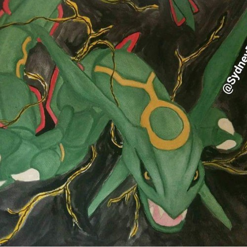 Legendary Pokemon Rayquaza in Watercolor