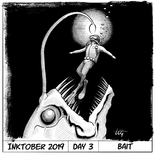 Inktober Day 3 - Bait