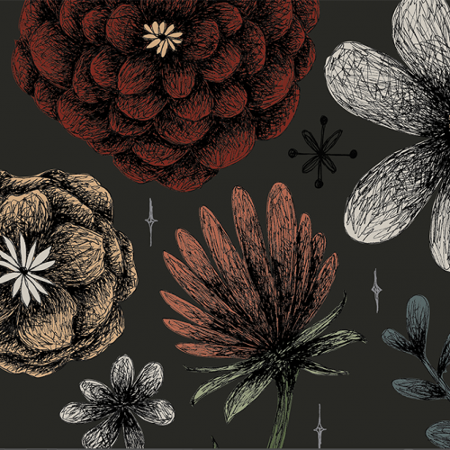 dark scratchy florals