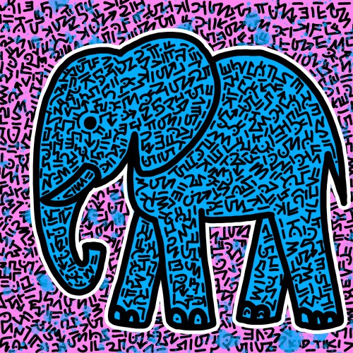 Elephant (pink & blue)