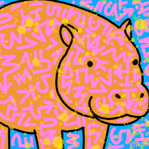 Hippo (pink & orange)