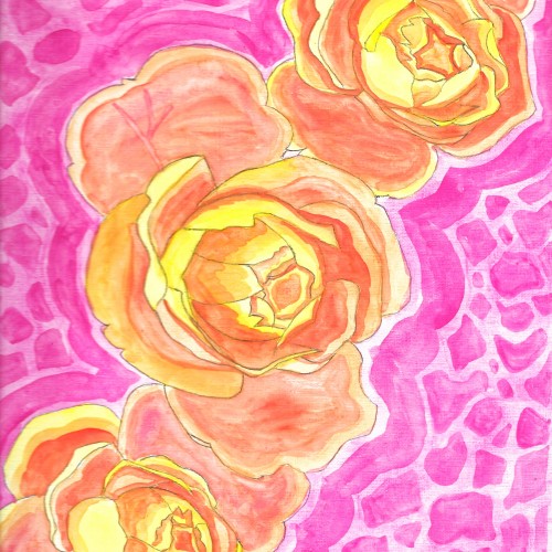 Orange Roses Watercolor