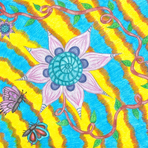 Tie-Dye Flower and Butterflies