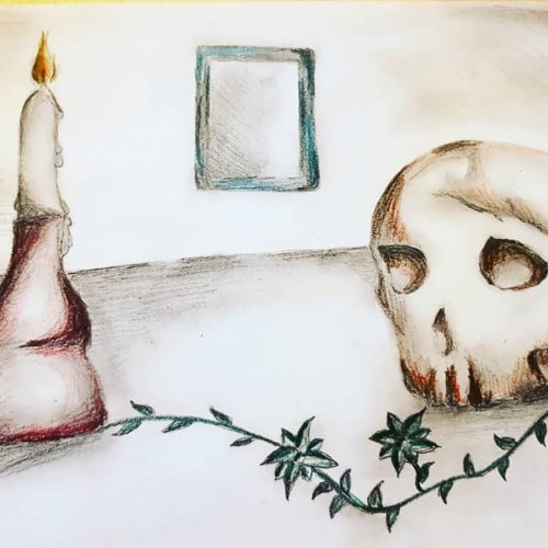Skull and candle