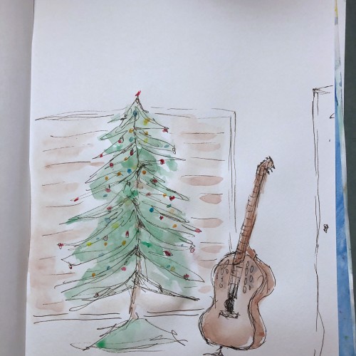 Christmas Tree and Guitar