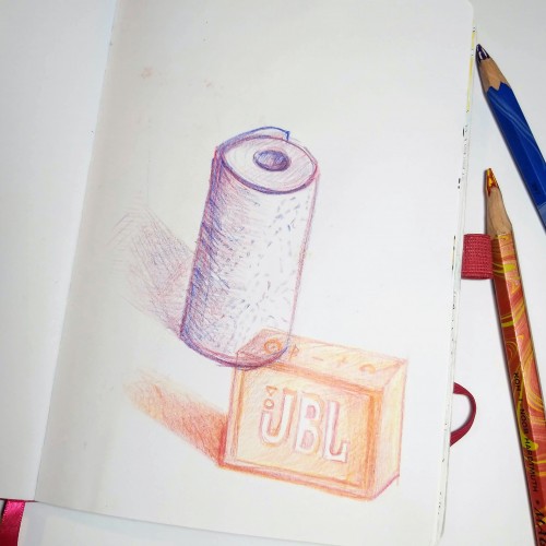 Paper towels and JBL still life