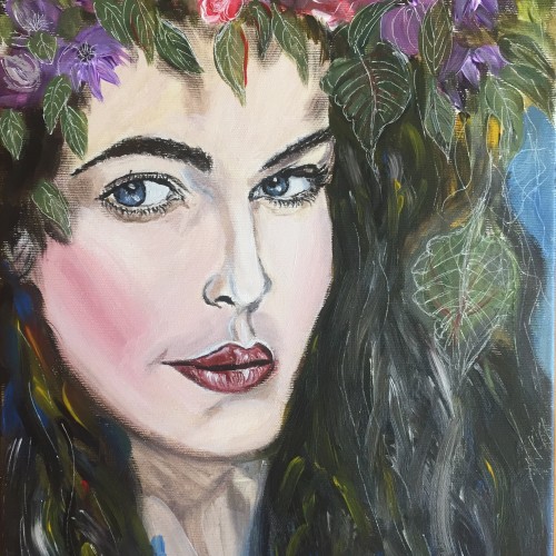 Woman with flowers