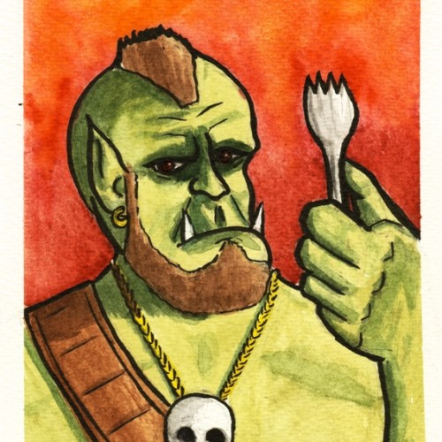 An orc with a spork