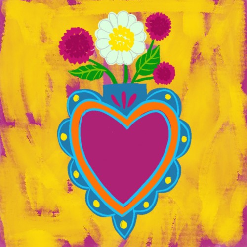 Mexican heart with flowers