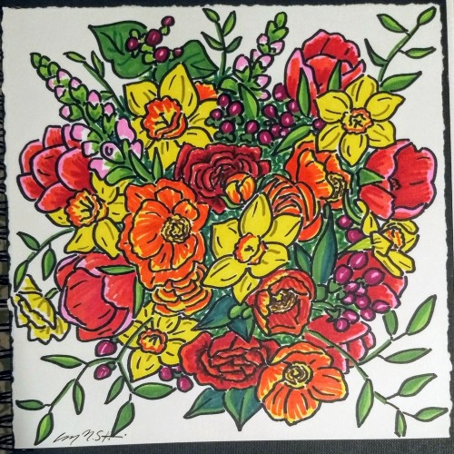 Warm Color Sharpie Bouquet