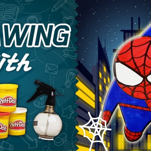 Drawing Spiderman by only using a Playdoh and Sprayer?!