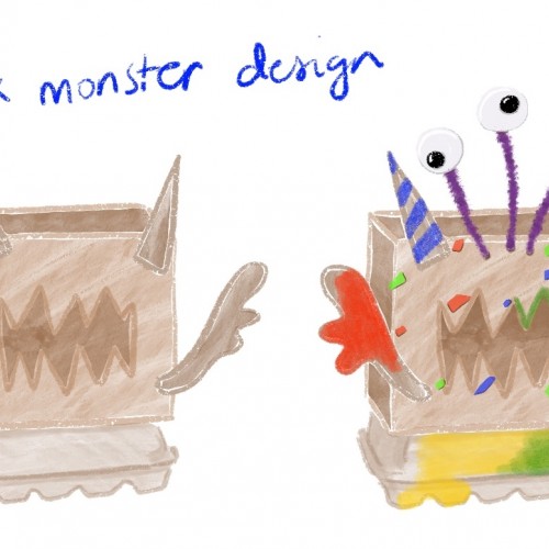 Cardboard Box Monster Sketch