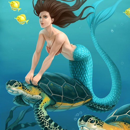 Mermaid and Sea Turtles