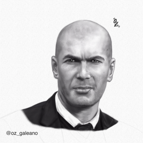 Zidane Portrait drawing by Oz Galeano