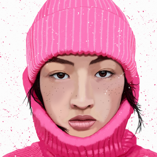 Model Pink Winter Portrait Art