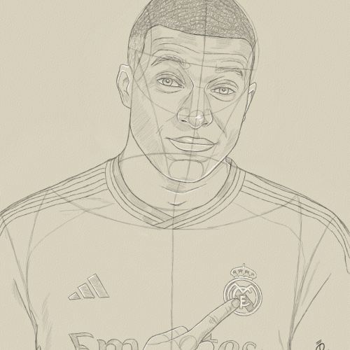 Mbappe Portrait Drawing Study