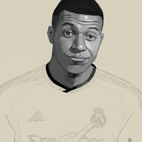Mbappe Portrait Sketch Fanart