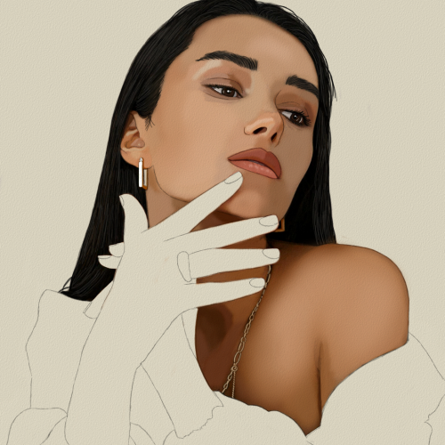 Model Portrait Color Sketch by Oz Galeano