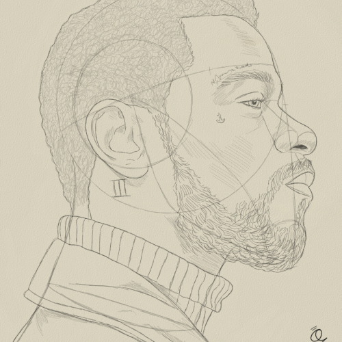 Side Face Model Drawing Sketch Study by Oz Galeano