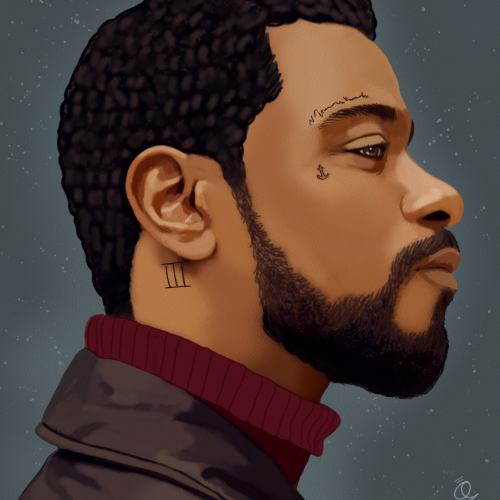Side Face Model Portrait Art by Oz Galeano