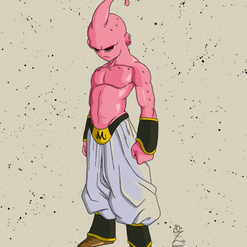 Kid Buu Drawing Color Art by Oz Galeano