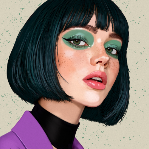 Model Portrait Color Art by Oz Galeano