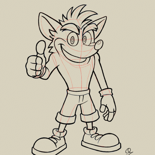 Crash Bandicoot Drawing Sketch Study by Oz Galeano