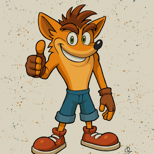 Crash Bandicoot Drawing Color Art by Oz Galeano