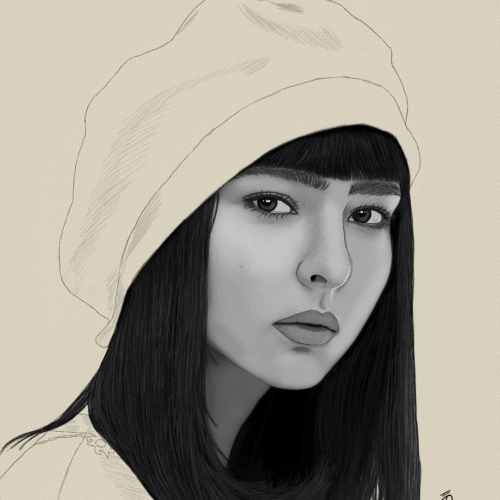 Model Portrait Drawing Sketch by Oz Galeano
