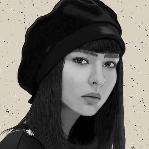 Model Portrait Drawing by Oz Galeano