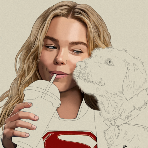 Supergirl Drawing Color Sketch by Oz Galeano